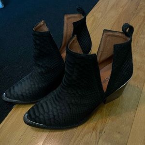 Jeffrey Campbell snakeskin suede ankle boots